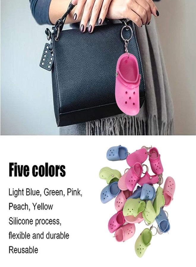 Sunicon 20Pcs Slipper Keychains, 4 Colors Soft Silicone DIY Mini Hole Shoe Keychain Women Cute Shoes Style Keychain Kids Girls Boys Lovely Key Buckle for Birthday Gifts - Image 5